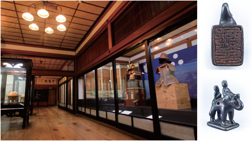 (左圖)除鄭成功文物外,博物館內更藏有自鎌倉時代起的豐富日本文物;(右圖)頗具童趣的鄭氏印章