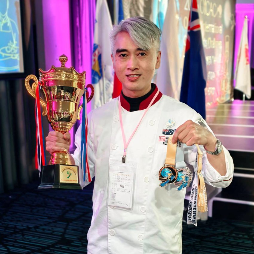 汐止福泰大飯店副主廚陳聯官,參加2025大洋洲國際烹飪藝術挑戰賽(OICAC),以客家料理精神為發想,從世界各國好手中脫穎而出,獲得主餐組「特金牌」及前菜組「銀牌」殊榮。