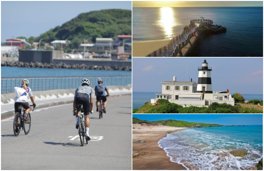 北海岸經典景點:淺水灣芝蘭海上觀景平台(右上)、台灣極北點-富貴角燈塔(右中)、白沙灣(右下)