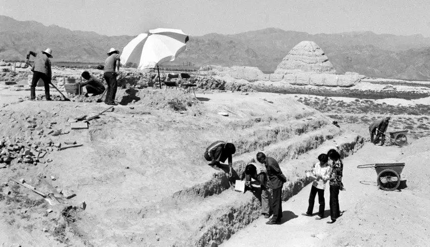 ▲20世紀西夏陵考古現場(圖片來源:新華社)