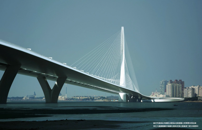 淡江大橋完工後示意圖(交通部公路局北區公路新建工程分局提供)