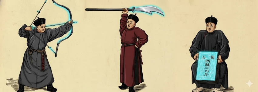 歷朝的武試考科其實大同小異,不外乎就是射箭、舞刀跟舉重