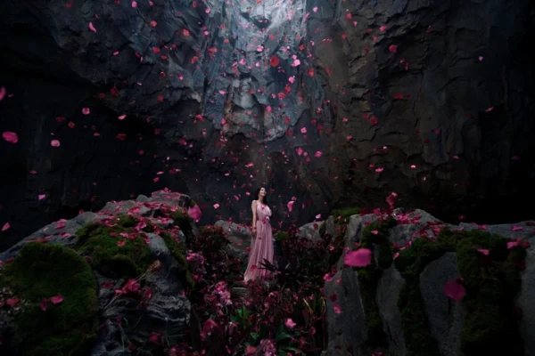 Jisoo〈Your Love〉MV於新加坡亞洲雨林探險園人造洞穴中撒下玫瑰花瓣 圖片由新加坡旅遊局提供