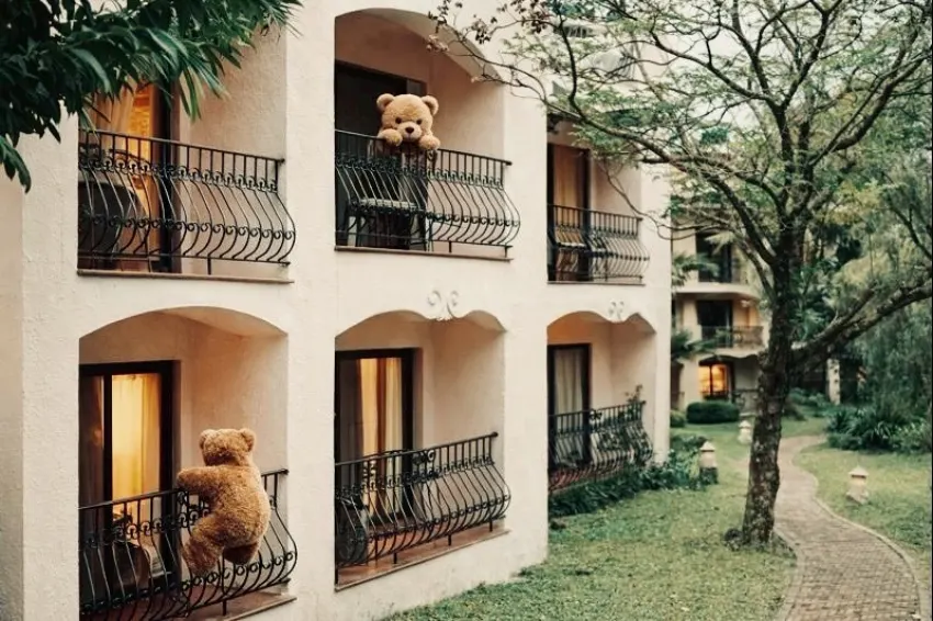 萌熊蹤跡遍布飯店每個角落，驚喜藏在不經意的日常裡。