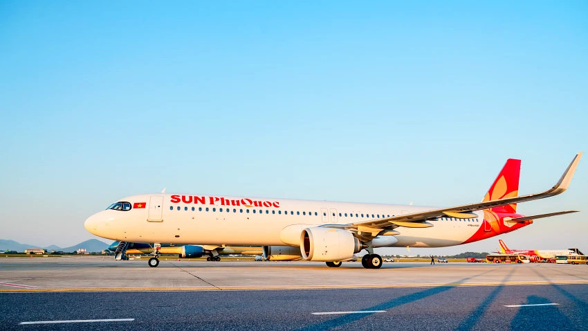 太陽富國航空以富國島為營運樞紐，連結東北亞主要城市。（太陽富國航空提供）