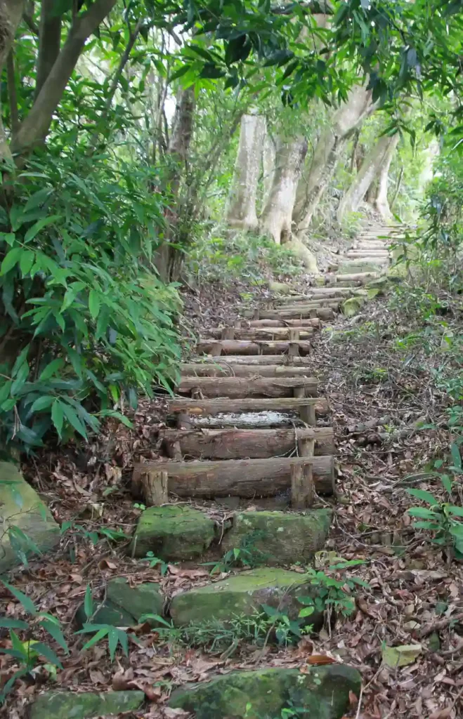 出磺坑古道連接城隍宮與法雲禪寺，昔日也曾是陸軍鍛鍊體力的山路