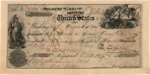 1867年用於支付阿拉斯加購地的US$720萬支票