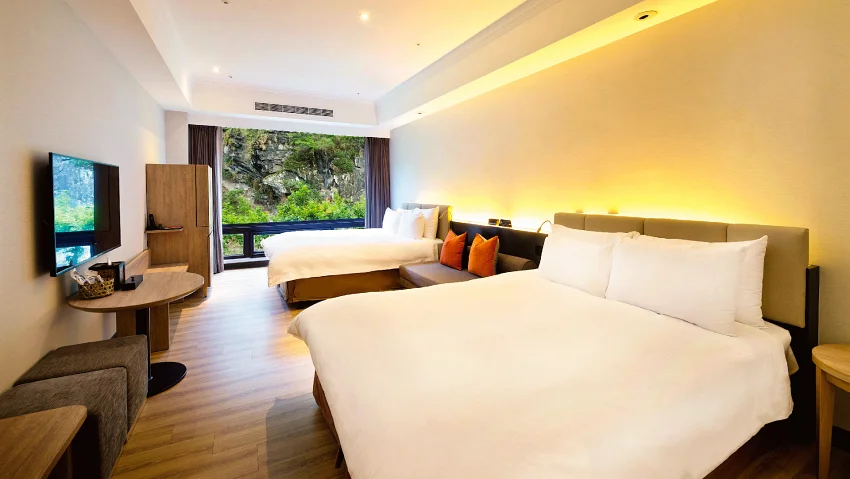 太魯閣晶英酒店峽谷系列房型可在房間欣賞壯闊景色。圖／太魯閣晶英酒店提供