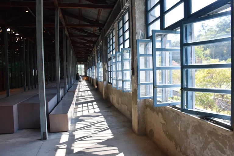 大溪老茶廠復古的大溪藍窗櫺成為網美打卡熱點