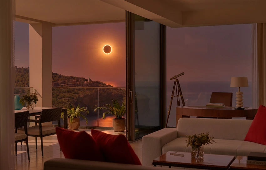 馬略卡卓美亞酒店客房景觀可欣賞2026日全食。