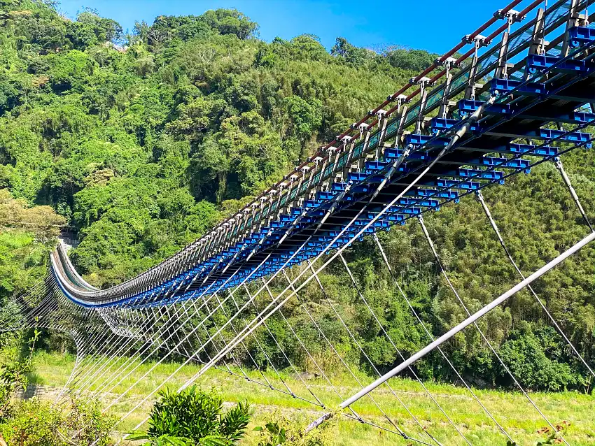 新溪口吊橋長303公尺，高度差23公尺，非常壯觀